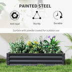 Outsunny Galvanized Raised Garden Bed, 4' x 2' x 1' Metal Planter Box, for Growing Vegetables, Flowers, Herbs, Succulents, Gray