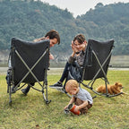 EVER ADVANCED Oversized Folding Rocking Camping Chair, Padded Portable Rocker Chair for Patio, Lawn and Outdoors, Heavy Duty Hard Armchair for Adults Supports 400lbs, Grey