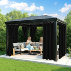Black Outdoor Curtains for Patio Waterproof - 6 Panels Privacy Weatherproof Outside Curtains with Grommets for Pergola, Gazebo, Porch, Cabana, Balcony, 54 x 120 Inch