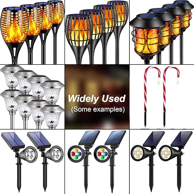 Metal Stakes Solar Lights Replacement Spike - Outdoor Ground Stake for Backyard Garden Lights Landscape Yard Pathway Patio Lamps Pole (Metal-12 Pack)- 0.78x5.36 inches