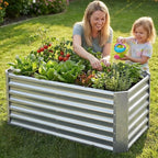 4x2x2ft (2 Pack) Raised Garden Bed - Galvanized Deep Root Planter Boxes Outdoor with Wing Nuts and Safety Edges for Gardening Vegetables, Flowers, Herbs, Succulents - Silver