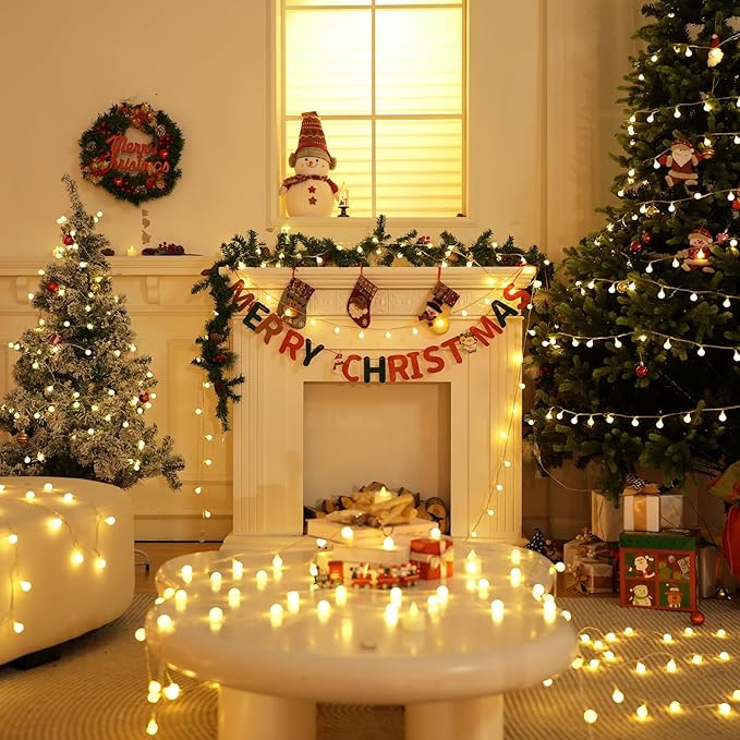 String Lights, 200 Warm White LED Fairy Lights with Remote, 75 Ft