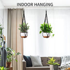 Macrame Plant Hanger - Fits 6 to 15 inches Pots for Indoor Outdoor, 43 Inch, Set of 2, Black (POTS NOT Included)