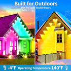 500ft permanent outdoor light, RGB outdoor eave lights with APP & Remote Control,Music synchronisation IP67 waterproof LED eave light,suitable for party, daily,Halloween,Christmas,rooftop,garden,patio