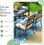 Sophia and William Outdoor Patio Dining Set for 6, Outdoor Table and Chairs, Removable Seat Cushions, 4 Fixed，2 Swivel Chairs, 59" Black Patio Dining Table
