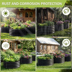 AHEONLAR 3 Pack 2x2x1 ft Round Galvanized Raised Garden Bed Kit Round Metal Flower Box Large Planter Raised Beds Outdoor Garden for Planting,Fruit,Herb Black