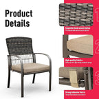 Pamapic Outdoor 5-Piece Patio Dining Set, Weather Resistant PE Rattan Table and Chairs, Comfortable Cushions, Easy Maintenance, 5 PCS, Beige