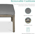 Best Choice Products Set of 2 Wicker Ottomans, Multipurpose Outdoor Furniture for Patio, Backyard, Additional Seating, Footrest, Side Table w/Removable Cushions, Steel Frame - Cement Gray/Taupe