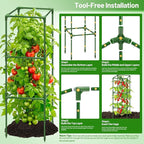 Legigo 6 Pack Square Tomato Cages for Garden- Up to 45 Inch Tomato Trellis Plant Cages Support, Tomato Stakes and Supports Cage for Climbing Vegetables Raised Garden Bed Cucumbers Peppers Flowers