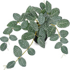 17.7" Artificial Plants Indoor Home Decor, Fake Potted Silk Plants for Shelves, Desks, Living Room, Home & Office Decor, Small Artificial Ivy Vine Nerve Plant in Pot, Faux Greenery Tropical Plant