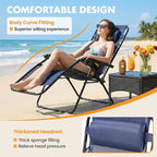 NEWBULIG Zero Gravity Chair Set of 2, Lounge Chair Folding Portable Adjustable Camping Reclining Chairs with Adjustable Pollow, Mesh Back, Cup Holder Trays Lawn Patio Chair for Pool Beach - Blue