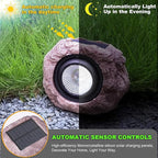 Outdoor Solar Rock Light - 4 Pack, Fake Rock IP65 Waterproof LED Super Bright Spotlight for Deck, Staircase, Woods Garden, Walkway, Patio Pond Garden Decorative Nighttime Landscape Filler Lights