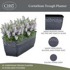 Classic Home and Garden Corinthian Rectangular Planter Box w/Drain Plug - Small Succulent Pots - Shallow Trough Planter for Indoor/Outdoor (10” Storm Gray, Pack of 1)
