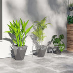 Outsunny Set of 3 Tall Planters, 18", 15.25", 11.75", MgO Indoor Outdoor Planters with Drainage Holes, Stackable Flower Pots for Garden, Patio, Balcony, Front Door, Gray