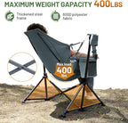 TIMBER RIDGE Hammock Camping Chair, Oversized Swinging Hammock Chair with Adjustable Back and Seat for Outdoor Lawn, Sports, Supports 400lbs, Grey