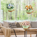 10 inch Hanging Planters for Indoor Plants, 3 Pack Self-Watering Hanging Planter Pots with Chain and Drainage Holes, Outdoor Plastic Hanging Baskets for Garden Home Decor