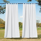 NICETOWN 2 Panels Waterproof Outdoor Curtains for Patio, Tab Top Indoor Outdoor Window Treatments Thermal Insulated Porch Panels Privacy for All Season, W55 x L95, Pure White