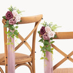 Artificial Flowers Set of 10 Mauve Rose Pew Decorations, 5.5-Inch