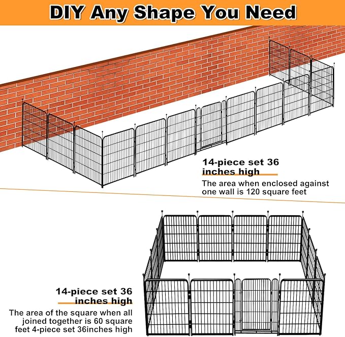 36 in Garden Fence, Wide Gate Low Threshold, 10 Panels Total 22.1 Ft Heavy Duty - Image 6