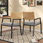 Grand patio Outdoor Dining Chair Set of 4, 4 Pieces Patio Dining Chairs, Stackable Wicker Chairs Set with Cushions Armrest for Restaurant, Outdoor, Garden, Porch, Lawn and Poolside