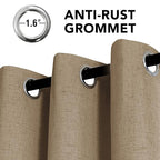 H.VERSAILTEX Linen Curtains 100% Blackout Curtains for Bedroom 102 inch Long Full Light Blocking Nature Linen Blended Window Curtains for Living Room Nickel Grommet (2 Panels, Heathered Macchiato)