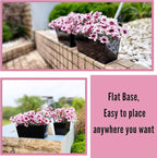 LaLaGreen Outdoor Rail Planter (6 Pack, 16 Inch) Large Black Metal Wall Hanging Strawberry Flower Pots, Rectangle Balcony Deck Railing Fence Rectangular Plant Holder Outside Patio Porch Decoration