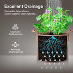 VIVOSUN 5-Pack 25 Gallons Grow Bags Heavy Duty Thickened Nonwoven Fabric Pots with Strap Handles Tan