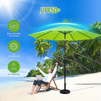 Backyard Expressions 9 ft. Patio Umbrella, Market Table Umbrella w/Tilt and Crank, 8 Ribs