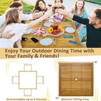 Tangkula 36" Square Outdoor Dining Table, Acacia Wood 4-Person Patio Dining Table with 1.9" Umbrella Hole, Farmhouse Patio Bistro Table, Indoor Outdoor Dining Furniture for Yard Deck Lawn