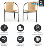 Lila 2 Pack Beige Rattan Indoor-Outdoor Restaurant Stack Chair