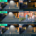 Solar Outdoor Lights, Flood Light Motion Sensor & Dusk to Dawn, Solar Spotlights Outdoor Waterproof, 300 Security LED & Remote Control, 5 Head 270°, Spot lamp for Wall Backyard, 2 Pack