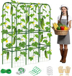 65in Tall Cucumber Trellis for Raised Bed, 50" L x 65" H Metal Garden Trellis for Climbing Plants Outdoor, U-Shape Vegetables Trellis Support for Squash Zucchini Peas Grape