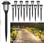12 Pack Solar Lights Outdoor, 6000K Bright Solar Pathway Lights for Outside, Auto On/Off Waterproof Solar Powered,Landscape Lighting for Walkway, Yard, Path, Driveway, Garden
