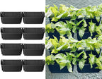 Maxona Black Color Vertical Garden Planter - 8 Pack, 13 inch Wall Mounted Planter for Patio Outdoor Decor, Home Plastic Pot Balcony Plant Vegetable Fruit Herb Hanging Pocket Holder Flowerpot