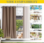 NICETOWN 2 Panels Weighted Blackout Curtains Patio Waterproof Outdoor Curtains, Thermal Insulated Top & Bottom Grommet & Back Tab Wind-Break Drapes Privacy for Pergola, W52 by L120, Tan
