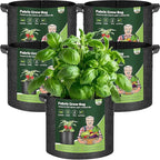 T4U 1 Gallon Grow Bags, Upgrade Grow Bags with Handles, Heavy Duty Thickened Nonwoven Fabric Pots, 1 Gallon Pots for Plants, Herb, Mint, Thyme (5 Pack)