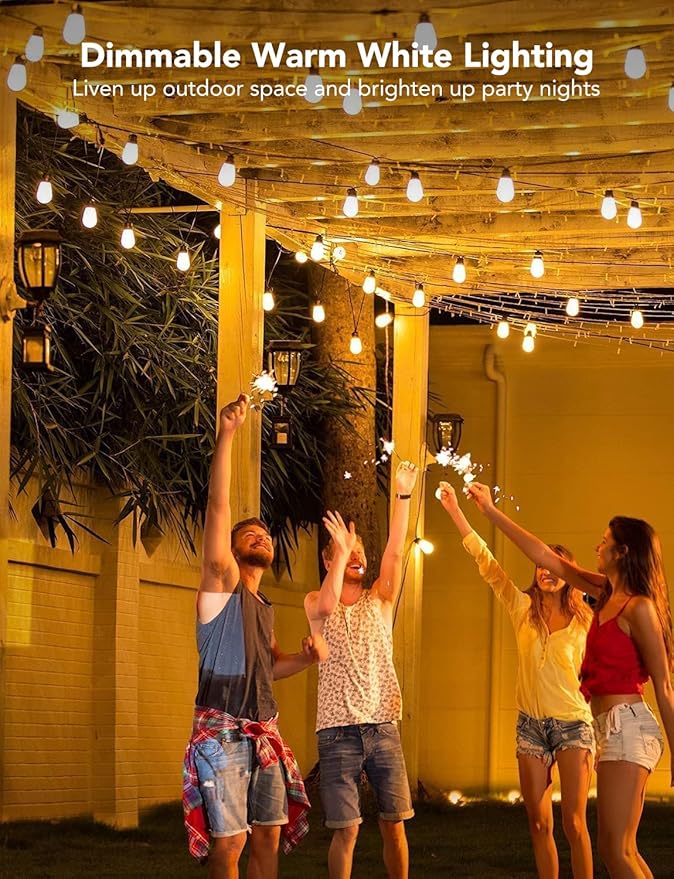 Govee Smart Outdoor String Lights H7029, 24ft RGBIC Outdoor Lights with 8 Dimmable LED Bulbs, IP65 Waterproof, Color Changing Warm White Lights with 47 Scene Modes for Patio, Backyard, App Control