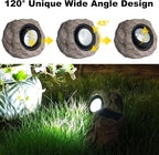Solar Rock Lights Outdoor Garden Waterproof - Super Bright LED Solar Spotlights, Solar Powered Landscape Path Decorative Garden Stone Lights for Pathway, Walkway, Yard, Patio (2 Pack)