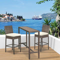 Bar Table 55 Inch Outdoor Wicker Pub Table with Poly Lumber Top