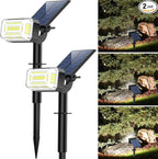 102 LED Solar Spot Lights Outdoor Waterproof IP65, Adjustable Landscape Spotlights, [2 Pack/4 Modes] Auto On/Off Solar Powered Flood Lights for Outside Yard Garden Wall Pathway (Cool White)