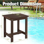 Y&M Outdoor Side Table, HIPS Adirondack Small Single Table, Waterproof Square Outside Table, Balcony Modern End Tables for Patio, Pool, Beach, Porch, Deck, Indoor or Outdoor Use (Coffee, 2 Pack)