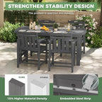 HDPE Outdoor Patio Dining Set with Table & 4 Chairs, All-Weather 5-Piece Outdoor Table and Chairs, 2" Umbrella Hole, Patio Furniture for Garden, Backyard, Deck | Grey