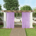 SpaceDresser Waterproof Outdoor Sheer Curtains for Patio - 4 Panels Rod Pocket Indoor Voile Sheer Curtain for Living Room,52W x 108L inch, Lavender