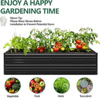 Vengarus 12x4x2FT Galvanized Raised Garden Bed Kit, Large Rectangle Elevated Planter for Vegetables, Flowers, Herbs and Succulents - 718 Gallon Capacity, Black