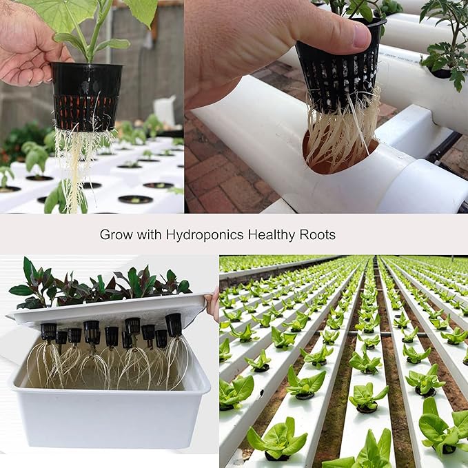 ORIMERC 2 inch Net Cups Pots 30 Pack with 30 feet Self Watering Wick & 30 Plant Labels for Hydroponics Aquaponics Planter Indoor Outdoor Growing Baskets Slotted Mesh UV Resistant & BPA Free