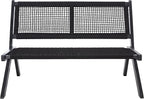 SAFAVIEH Outdoor Collection Kobina Black Acacia Wood/Black Rope Foldable Bench