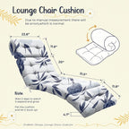 Outdoor Chaise Lounge Chair Cushion 75.1 x 22.8 x 4.7 Inches 100% Waterproof Replacement Cotton Patio Pool Lounge Chair Cushion for Outdoor Furniture with Ties, Blue Enchantress