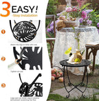 Patio Side Table, Weather Resistant Metal Side Table, Small Round Outdoor End Table Accent Side Table for Patio Yard Porch Balcony Garden Bedside Plant Stand Indoor Outdoor (H 17Inch) (1)