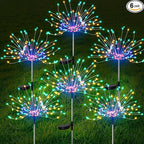 FOOING 6 Pcs Solar Garden Lights Solar Firework Lights, 200 LED String Light 2 Modes Twinkling Nightlight for Outside, Wedding, Party, Patio for Home Decor (Colorful)