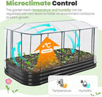 KING BIRD Raised Garden Bed with Cover Galvanized Oval Planter Garden Box Outdoor for Gardening, Vegetables, Flowers 94.5x47.2x11.8 in, White
